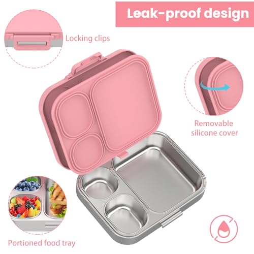 Stainless Steel 3-Compartment Leakproof Lunch Box W80493