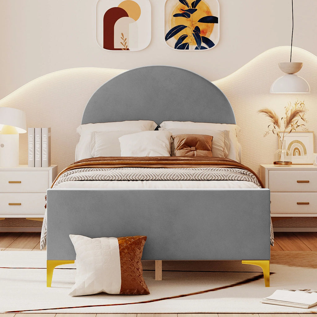 Twin Size Velvet Platform Bed Z90633