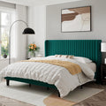 Queen Size Off White Velvet Platform Bed Frame with Wingback Headboard Z98942