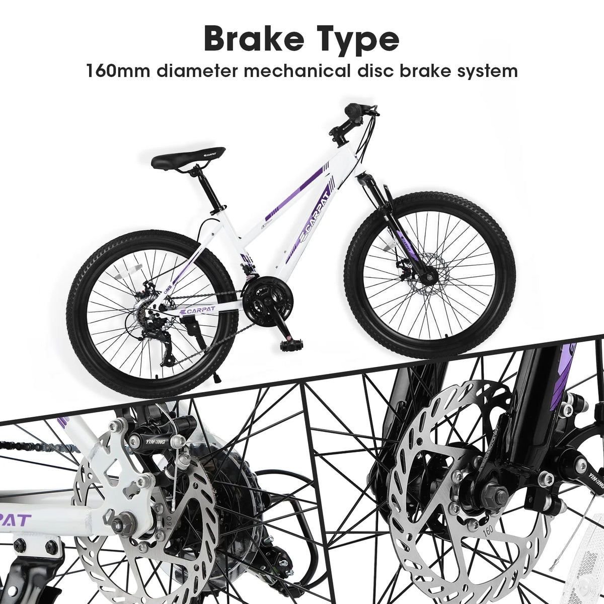 24 inch Kids Mountain Bike with Disc Brakes & 21 Speed U600993