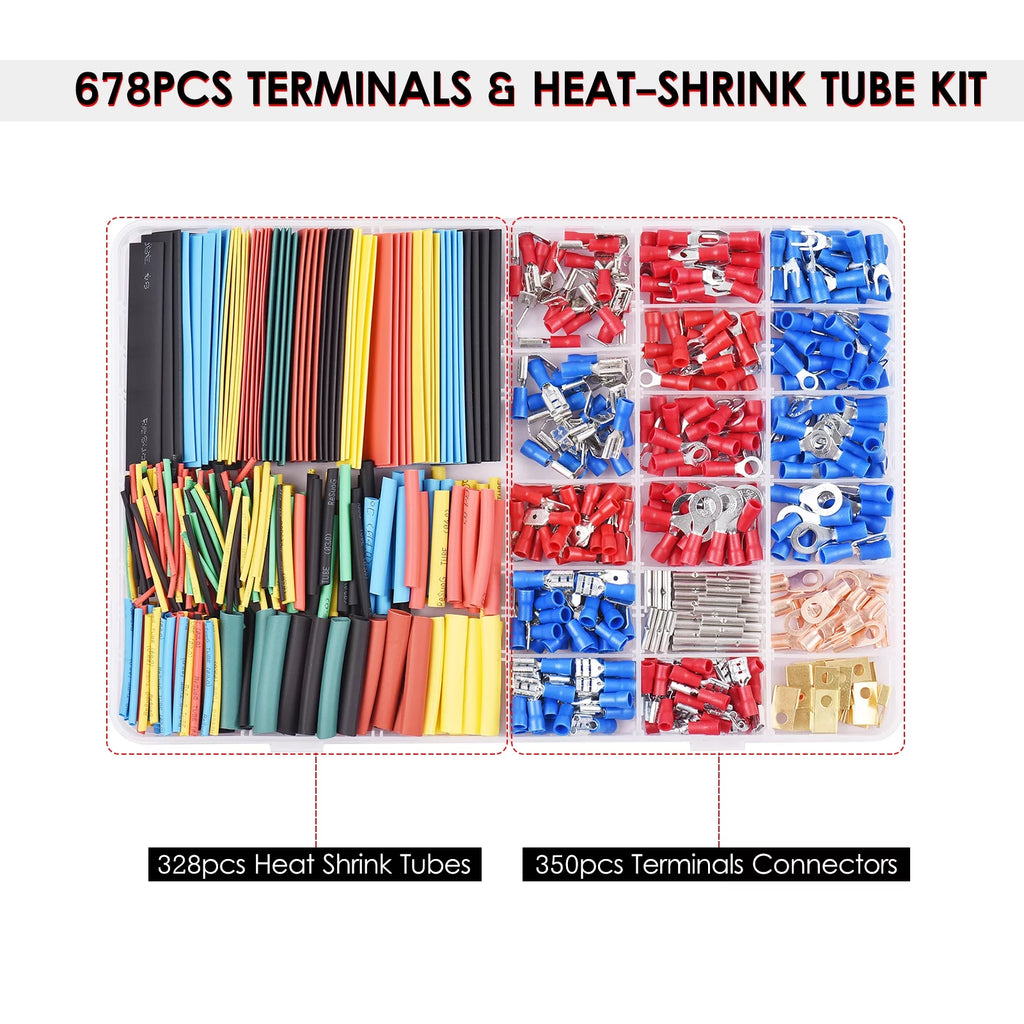 678PCS Terminals & Heat-shrink Tube Kit W285