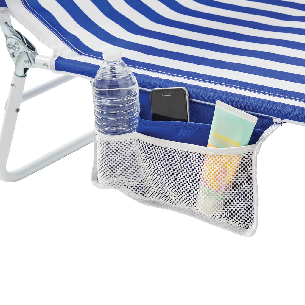 Blue & White Stripe Folding Beach Lounger 2-Pack B795