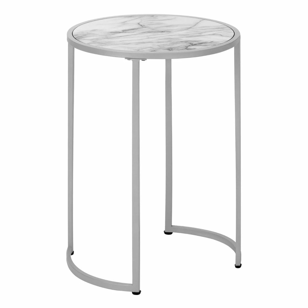White Round Metal Accent Table O652