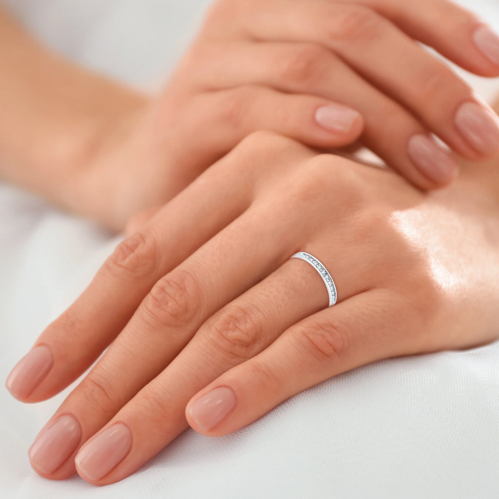 1/10 Carat Round Diamond Sterling Silver Band K2633