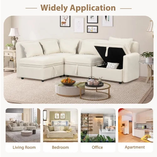 Oversized Chenille Sectional Sofa with Storage U30352
