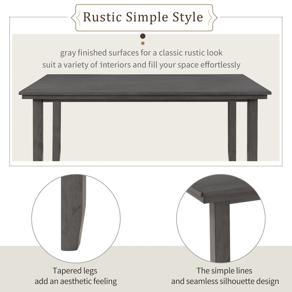 Gray Wood Dining Table and Chairs with Bench V375809