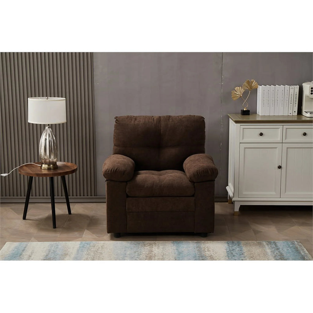 Brown Linen Living Room Chair Set of 2 S7541