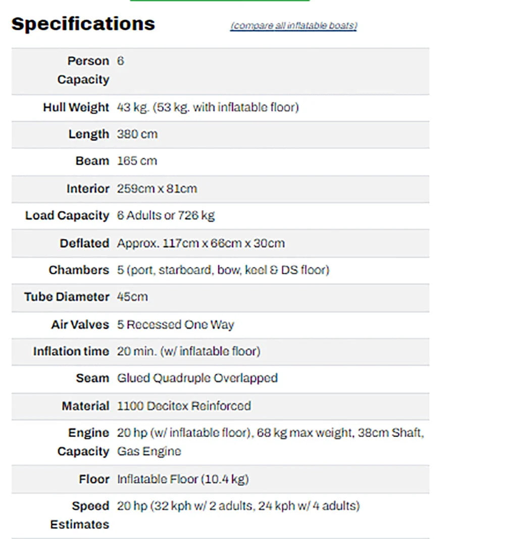 12'6 Inflatable Boat K9517