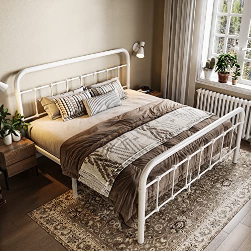 Full Size Black Metal Platform Bed Frame with Headboard and Footboard S84251