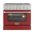 36 Propane Gas Dual Fuel Range with 4 Burners in Red I960