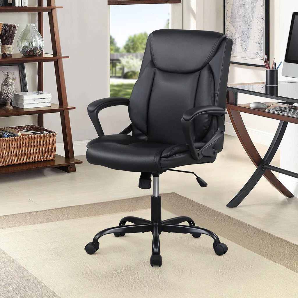 Black Ergonomic PU Leather Office Chair with Lumbar Support N872