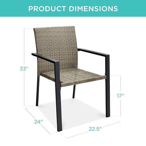Set of 2 Stackable Outdoor Wicker Dining Chairs Black F8987