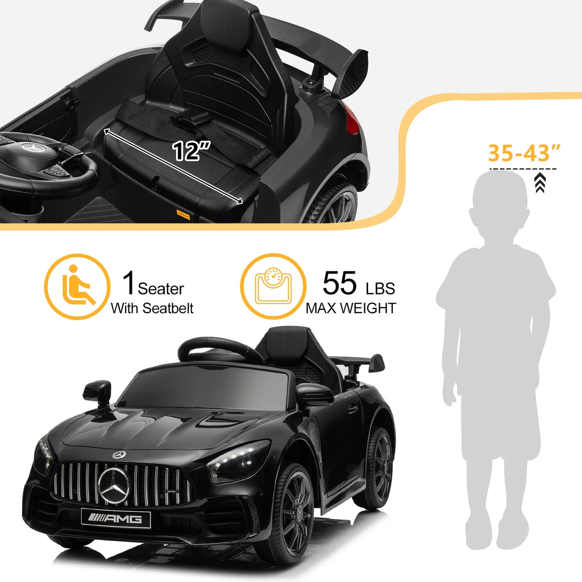 12V Electric Ride on Car with MP3 Bluetooth Red Y6810