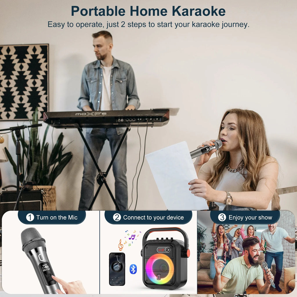 Karaoke Machine with 2 Microphones Bluetooth Speaker B89330