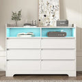 White 6 Drawer Wood Dresser with 2 Cubby C2294
