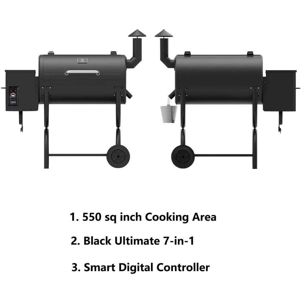 Wood Pellet Grill & Smoker 8 in 1 Black L448