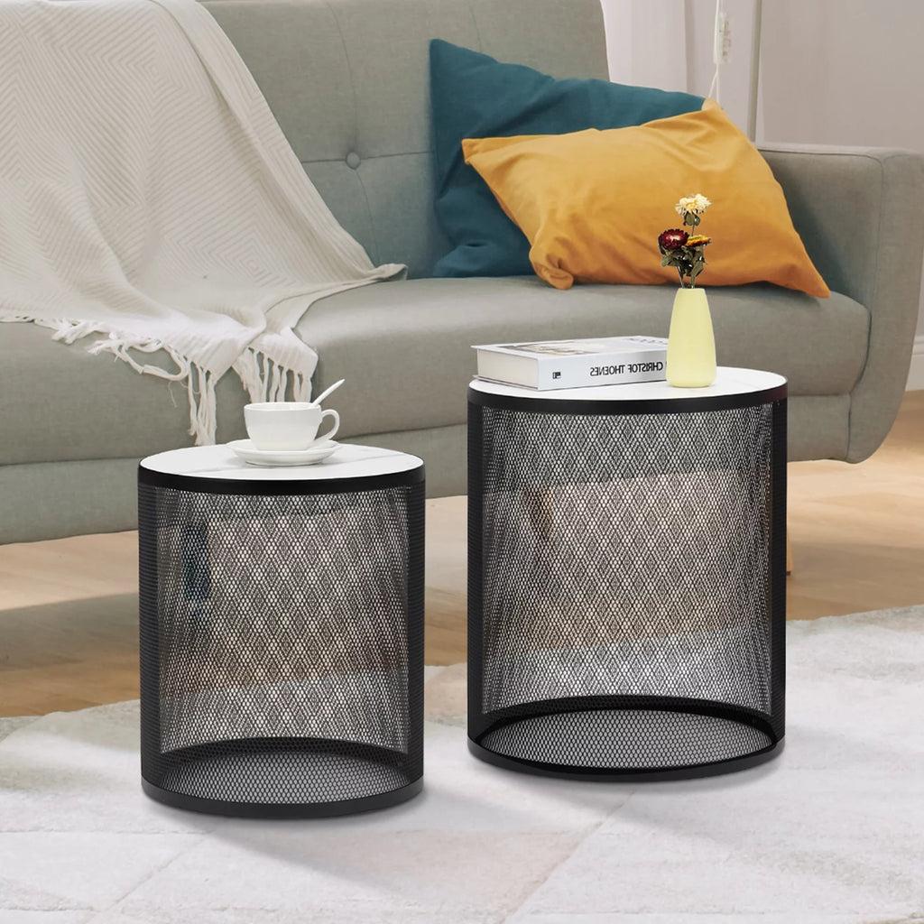 Black Metal Nesting Table Set of 2 N80083
