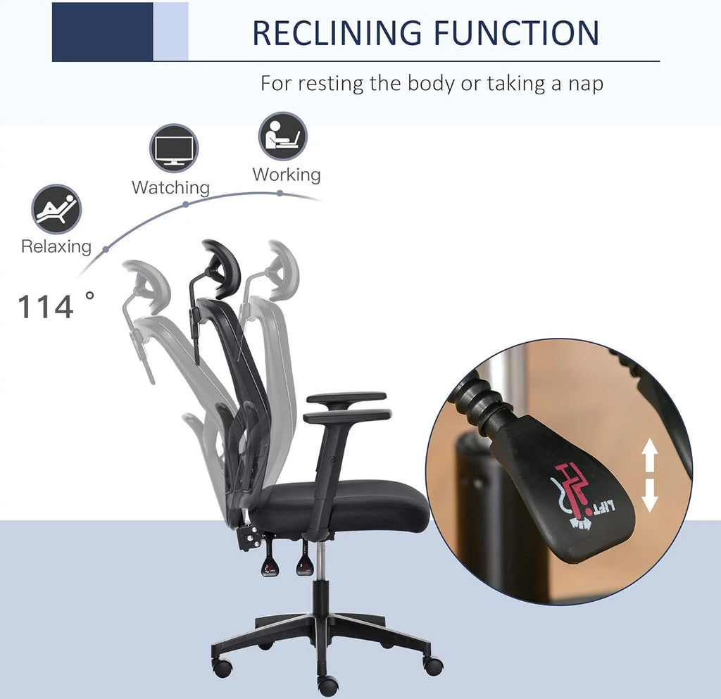 Black Ergonomic Mesh Office Chair with Lumbar Support D699