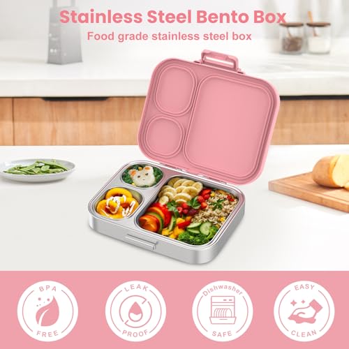 Stainless Steel 3-Compartment Leakproof Lunch Box W80493