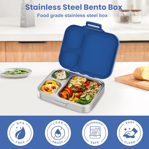 Stainless Steel 3-Compartment Leakproof Lunch Box W80493
