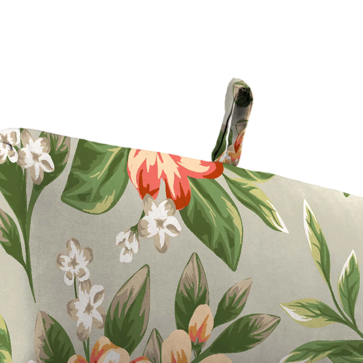Grey Floral Rectangular Outdoor Chaise Lounge Cushion with Ties L296274