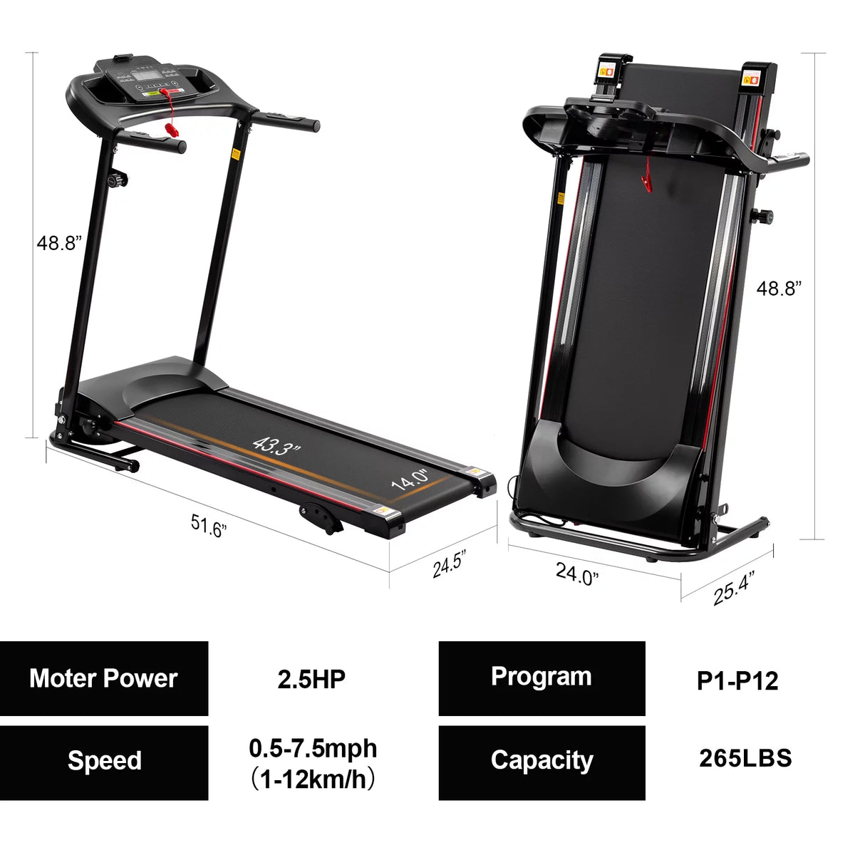 2.5HP Folding Treadmill with Incline N56286