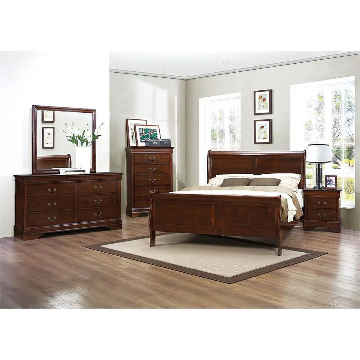 Eastern King Wood Sleigh Bed P838