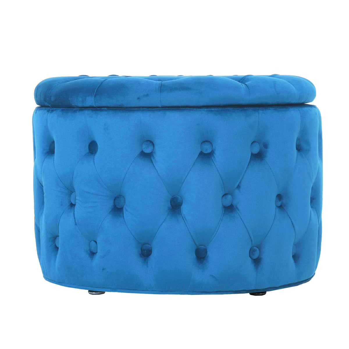 Blue Velvet Round Storage Ottoman D6705