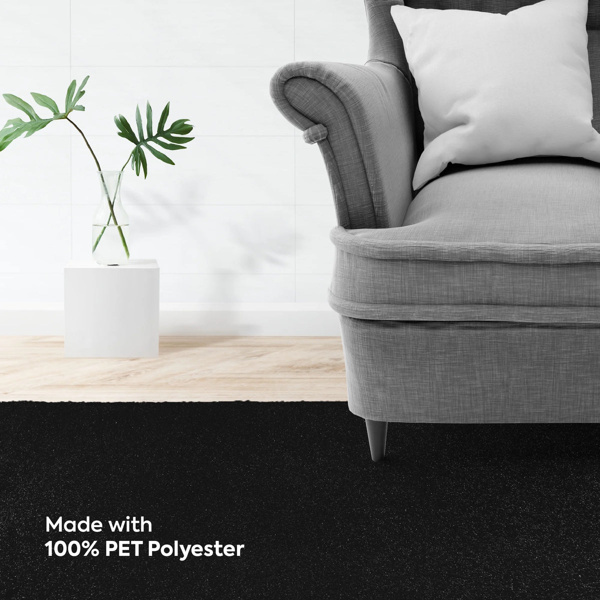 Black 2' x 4' Solid Color Rug S4741