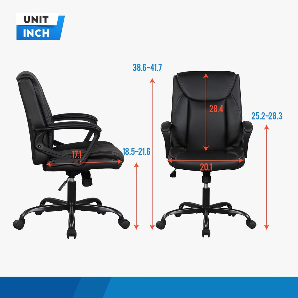 Black Ergonomic PU Leather Office Chair with Lumbar Support N872