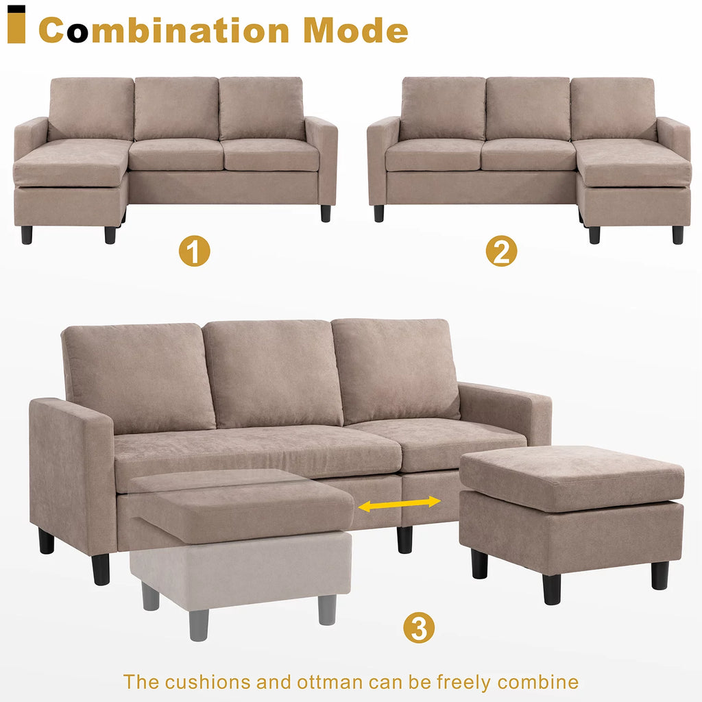 Linen Fabric L-Shaped Sectional Sofa F84607