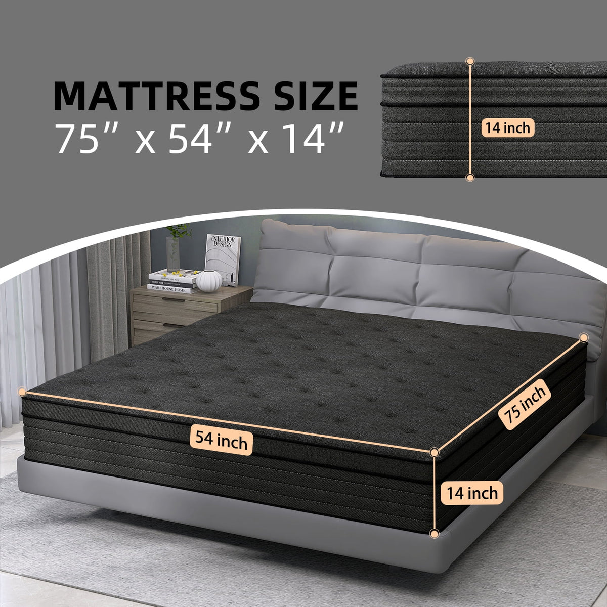 14 inch Full Medium Firm Hybrid Mattress U424831