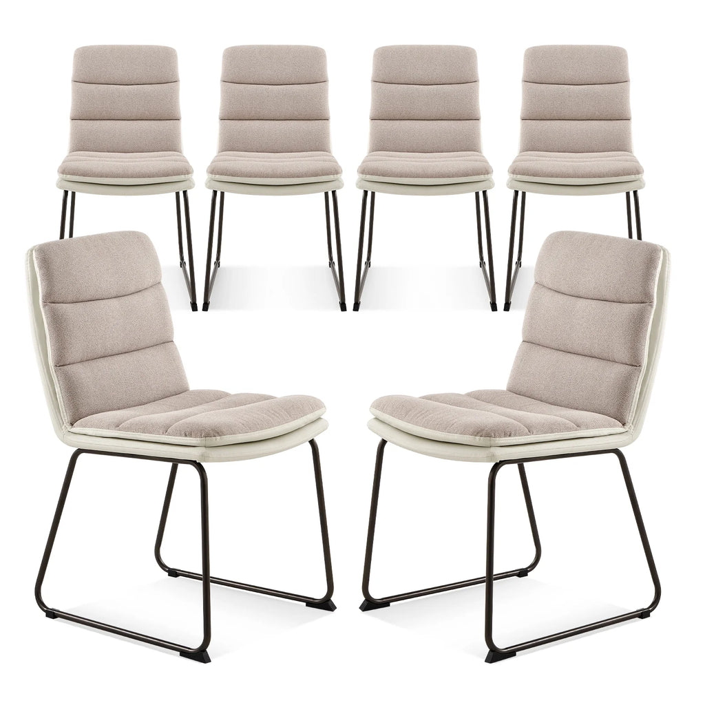 Fabric Upholstered Dining Chairs Set of 6 Brown G705