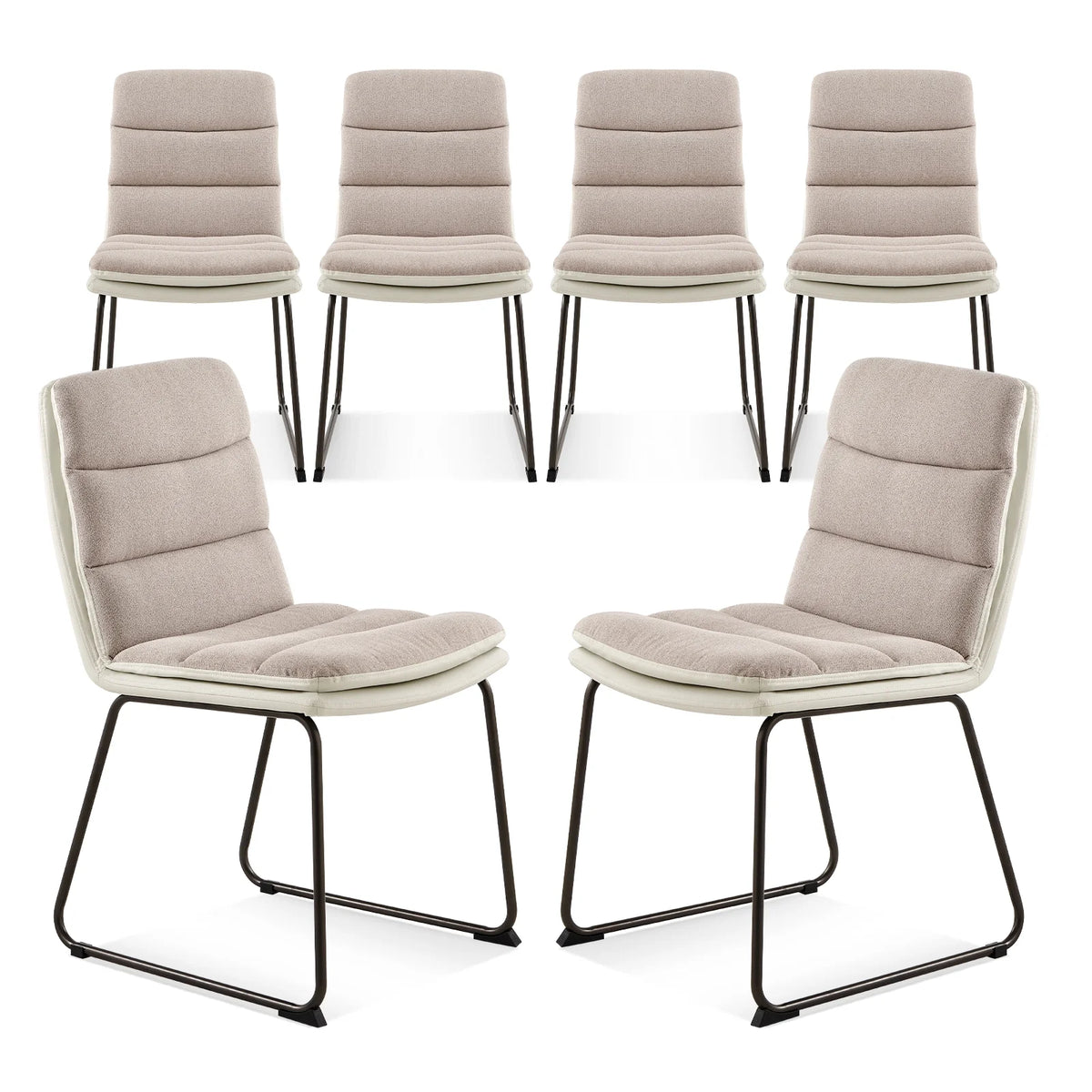 Fabric Upholstered Dining Chairs Set of 6 Brown G705