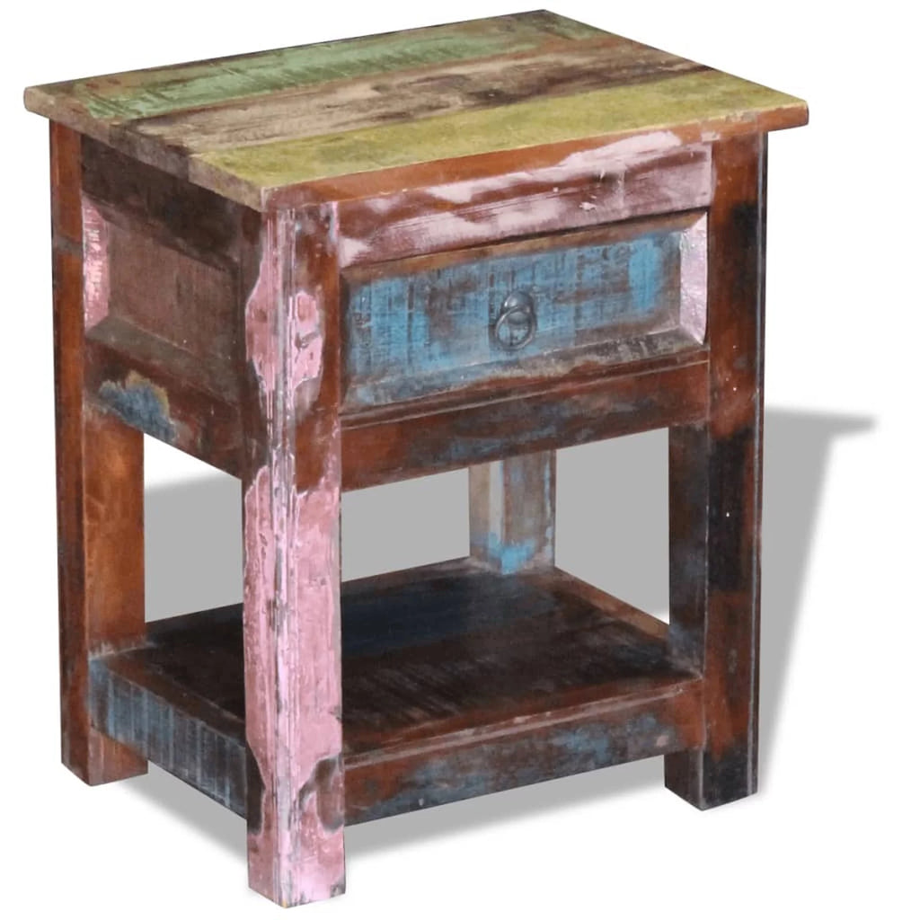 Solid Reclaimed Wood Side Table with 1 Drawer Z71126