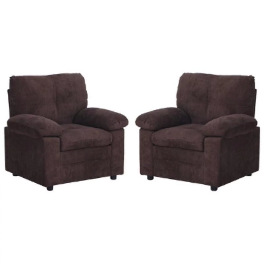 Brown Linen Living Room Chair Set of 2 S7541