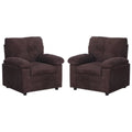 Brown Linen Living Room Chair Set of 2 S7541