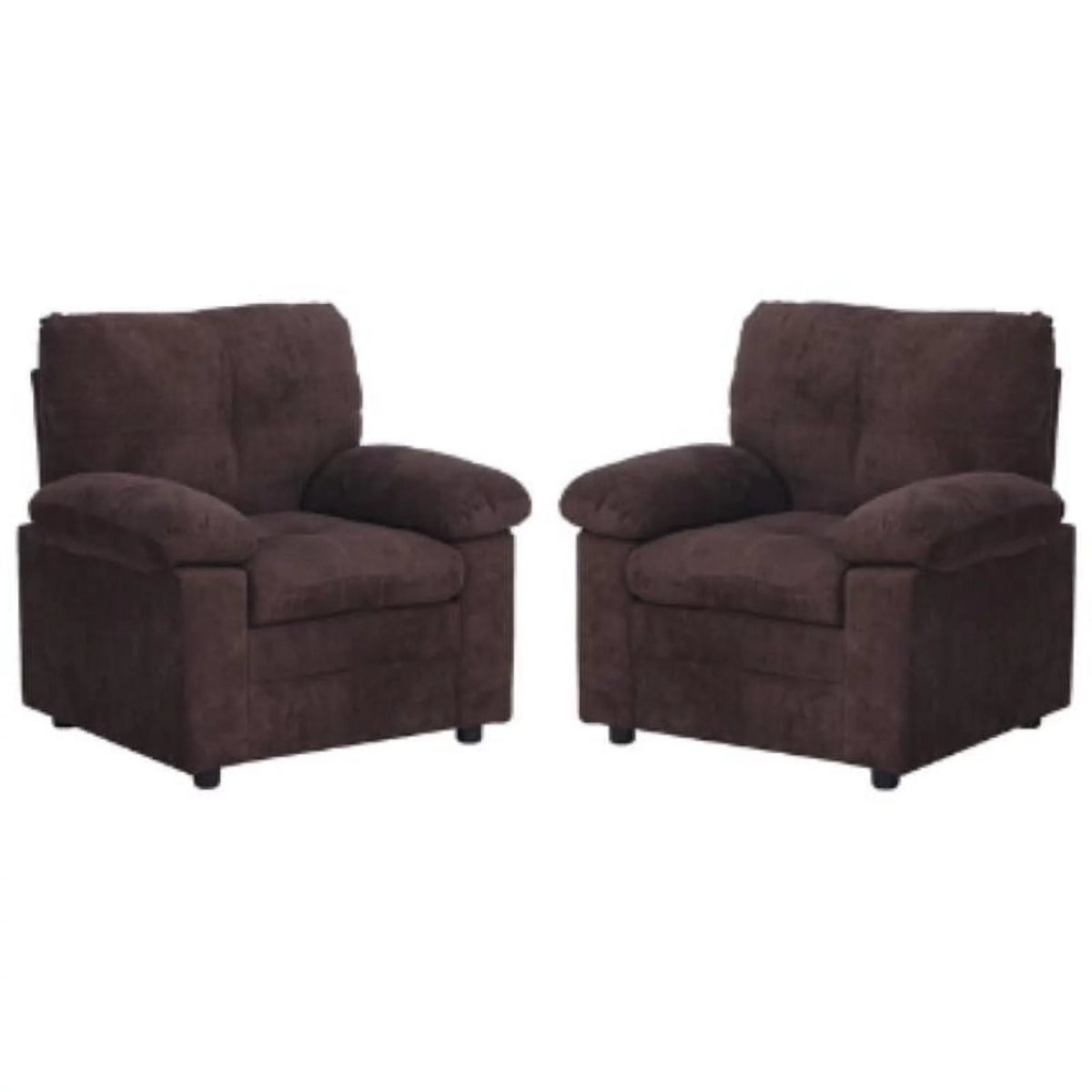 Brown Linen Living Room Chair Set of 2 S7541