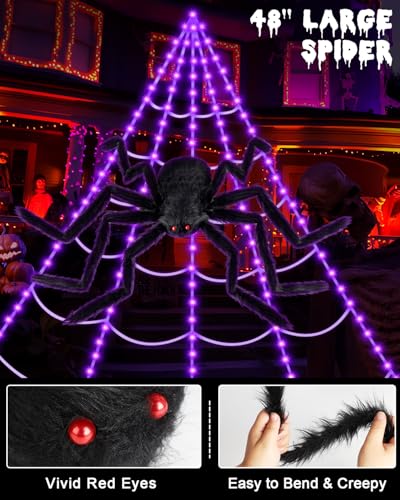 Giant Spider Halloween Projector with Spider Webs Lights Set V9824