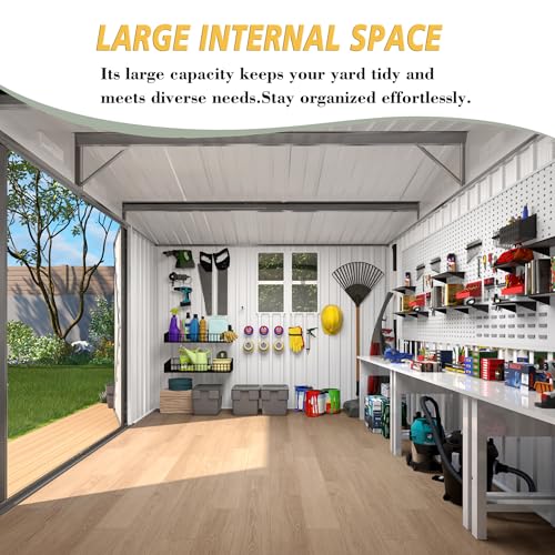 10x12x6.7FT Galvanized Steel Outdoor Storage Shed with Lockable Door & Window O119