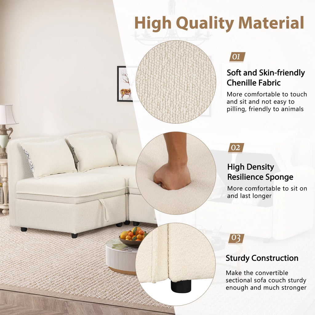 Oversized Chenille Sectional Sofa with Storage U30352