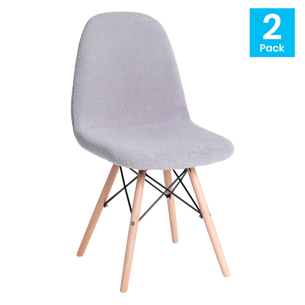 Set of 2 Gray Faux Shearling Accent Chair G809