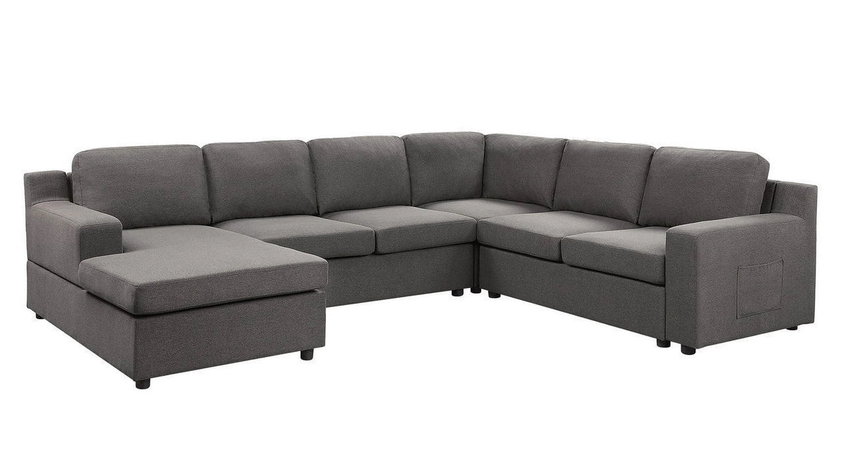 Linen U-Shape Sectional Sofa Chaise L746