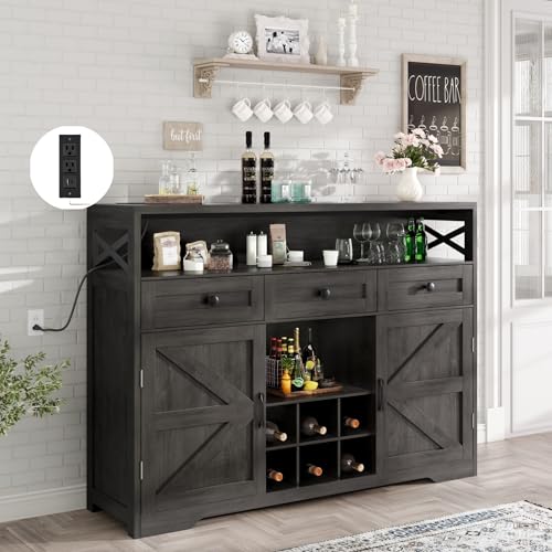 White 55" Wood Sideboard Buffet Cabinet with Drawers and Doors Z525