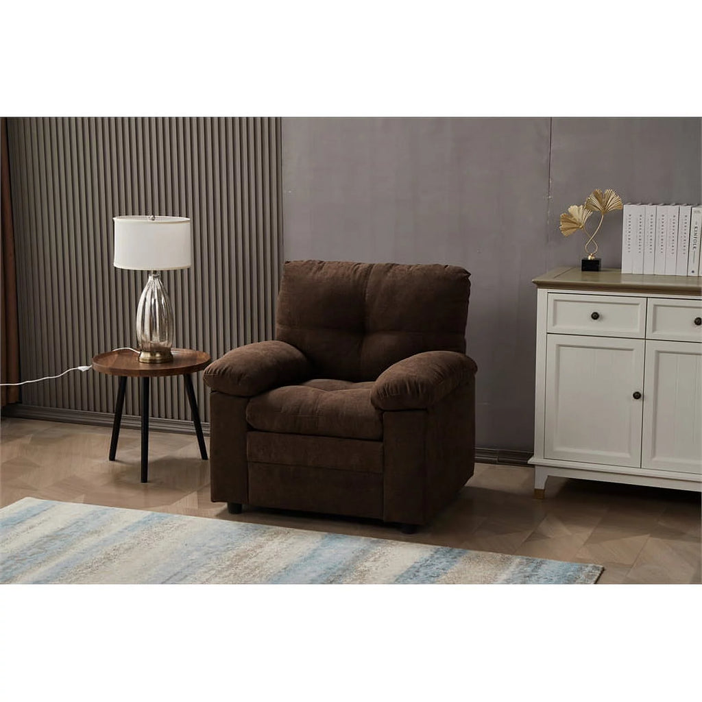 Brown Linen Living Room Chair Set of 2 S7541