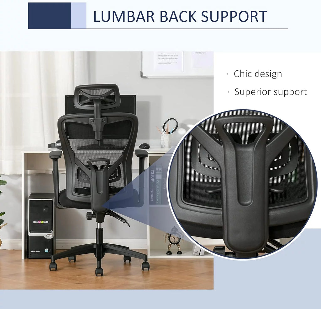 Black Ergonomic Mesh Office Chair with Lumbar Support D699