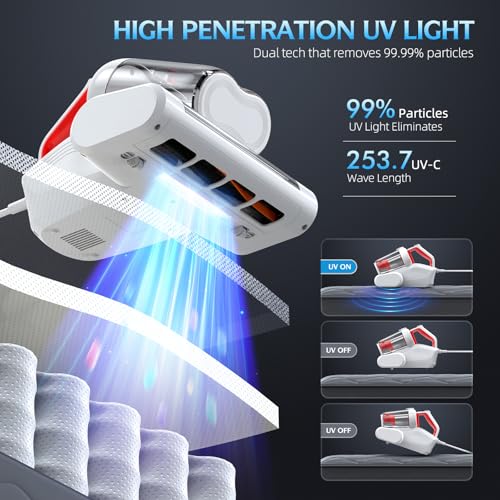 600W 16Kpa Corded Mattress Vacuum Cleaner with UV-C Light HEPA Filter K787