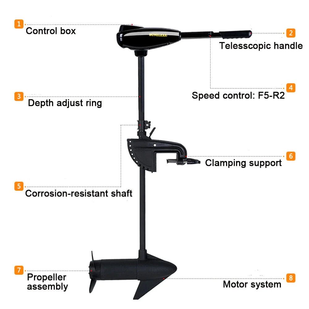 12V Electric Outboard Motor Trolling Engine 58LBS V3719