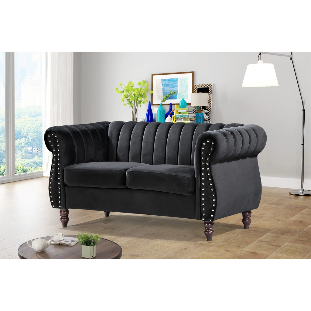 Pink Velvet Rolled Arm Loveseat V999771