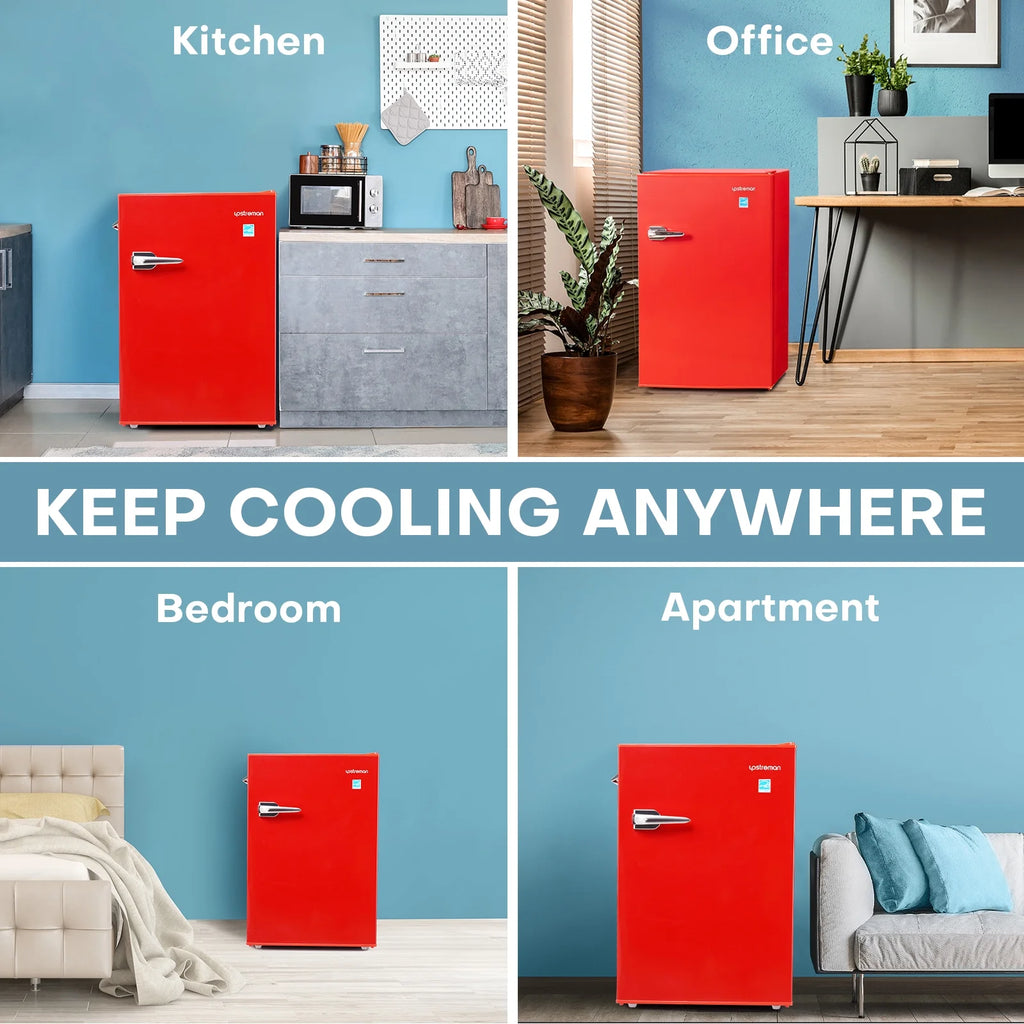 2.5 Cu Ft Retro Compact Refrigerator Mini Fridge with Freezer O939